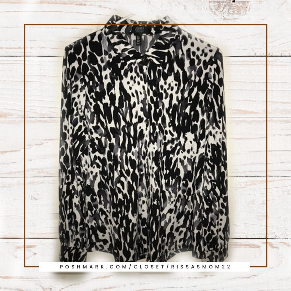 JONES New York Signature Zebra Print Shirt L